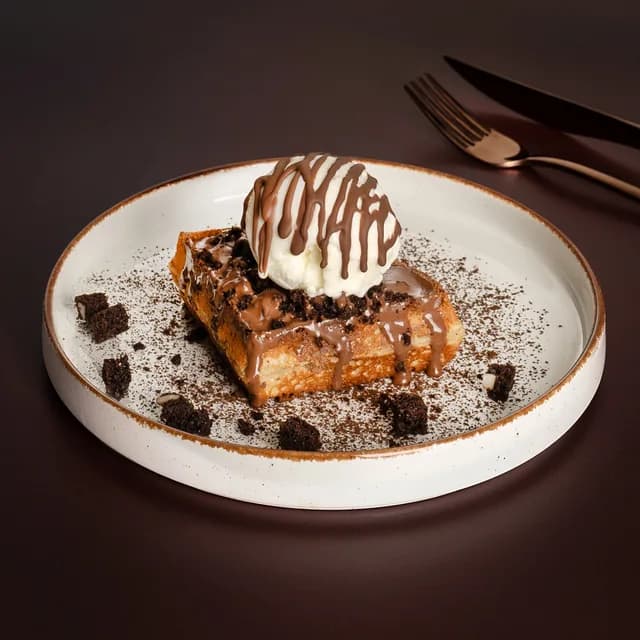 Chocolate Brownie: eggless halal waffle dessert at The Waffle Co.