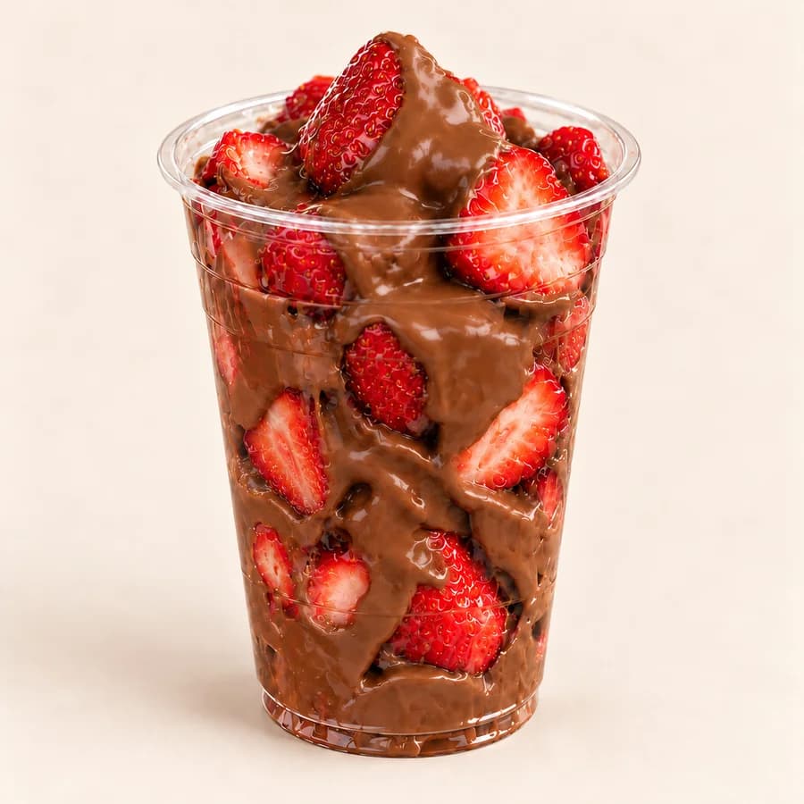 Chocolate Strawberries: chocolate strawberries dessert cup at The Waffle Co.