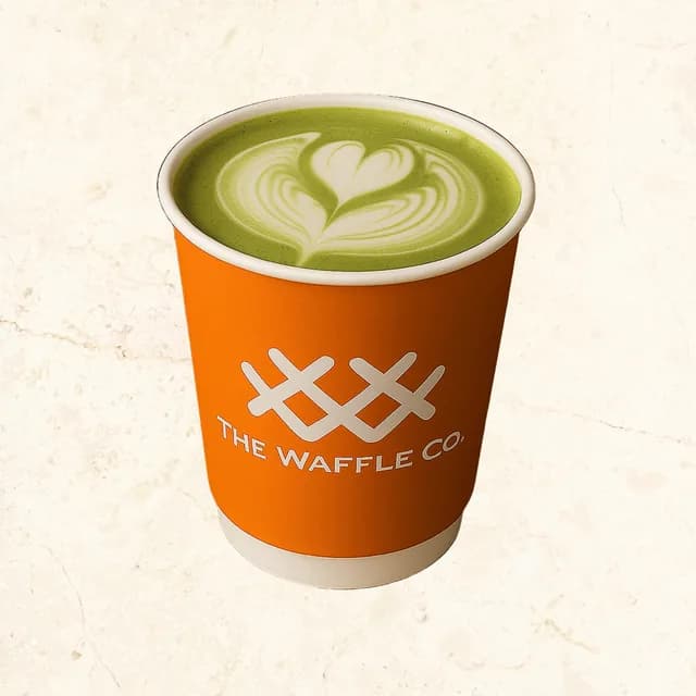 Hot Matcha: ceremonial grade matcha drink at The Waffle Co.
