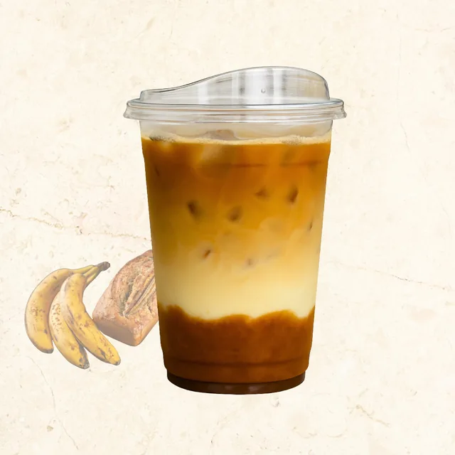 Banana Bread Latte: iced latte and iced coffee at The Waffle Co.