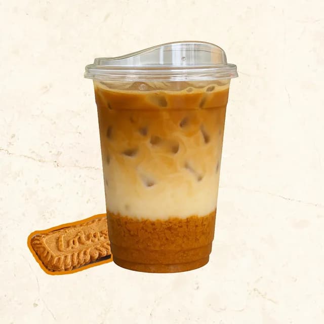 Iced Biscoff Latte: iced latte and iced coffee at The Waffle Co.