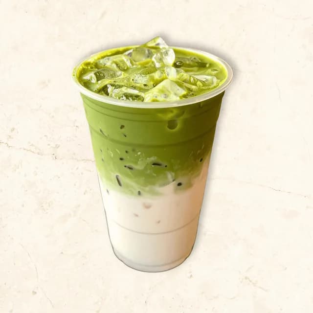 Iced Matcha (Unsweetened): ceremonial grade matcha drink at The Waffle Co.