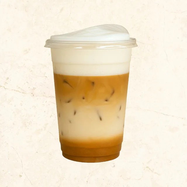 Iced Vanilla Latte with Cold Foam: best selling eggless halal dessert at The Waffle Co.