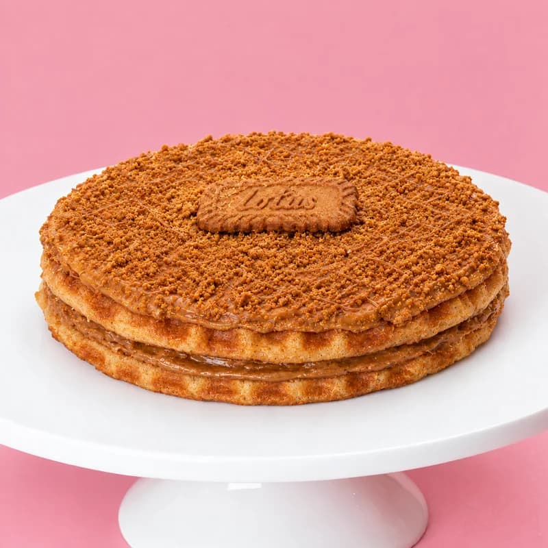 Lotus Biscoff: eggless waffle cake, freshly made dessert cake at The Waffle Co.
