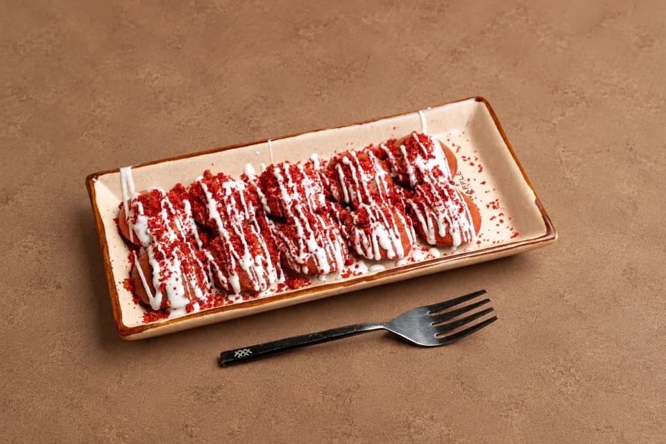 Red Velvet: eggless mini pancakes dessert at The Waffle Co.