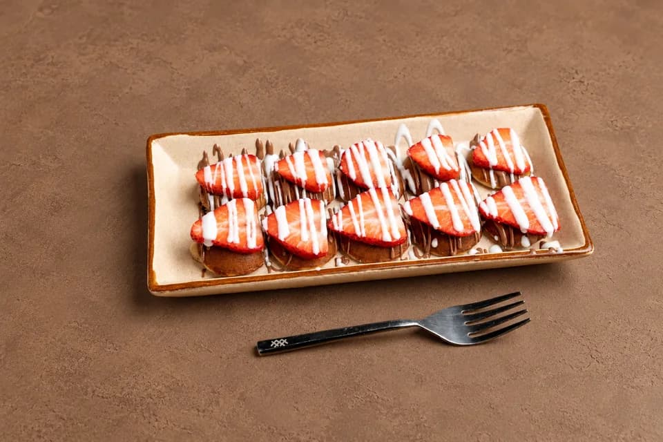 Strawberry: eggless mini pancakes dessert at The Waffle Co.