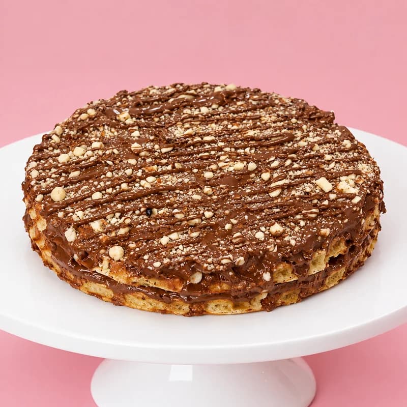 Nutella: eggless waffle cake, freshly made dessert cake at The Waffle Co.