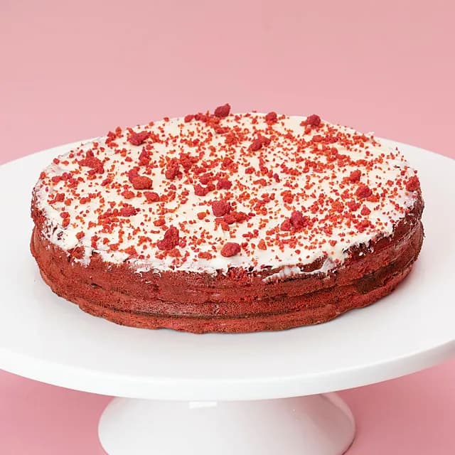Red Velvet: eggless waffle cake, freshly made dessert cake at The Waffle Co.