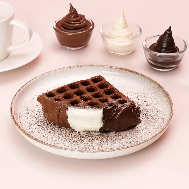 Triple Chocolate: waffle sandwich dessert at The Waffle Co.